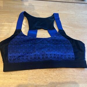 ALO Blue and Black Patterned Sports Bra